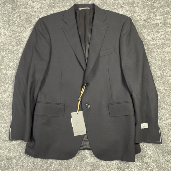 $1,545 CANALI TRAVEL WATER RESISTANT Black Wool Blazer 38 (EU 46) Tacking Stitch - Picture 2 of 16